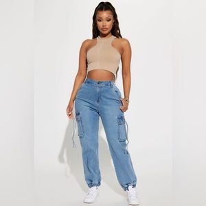 Stayin’ ready stretch cargo denim joggers